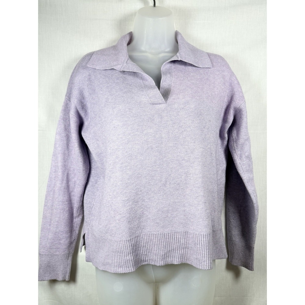 Max Studio Lavender‎ Polo Sweater Womens Small Knit Collared Pullover Soft Wool